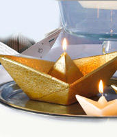 Golden Paper Boat Candle